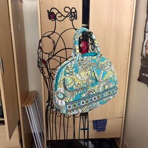 Vera Bradley blue and green paisley bowler handbag